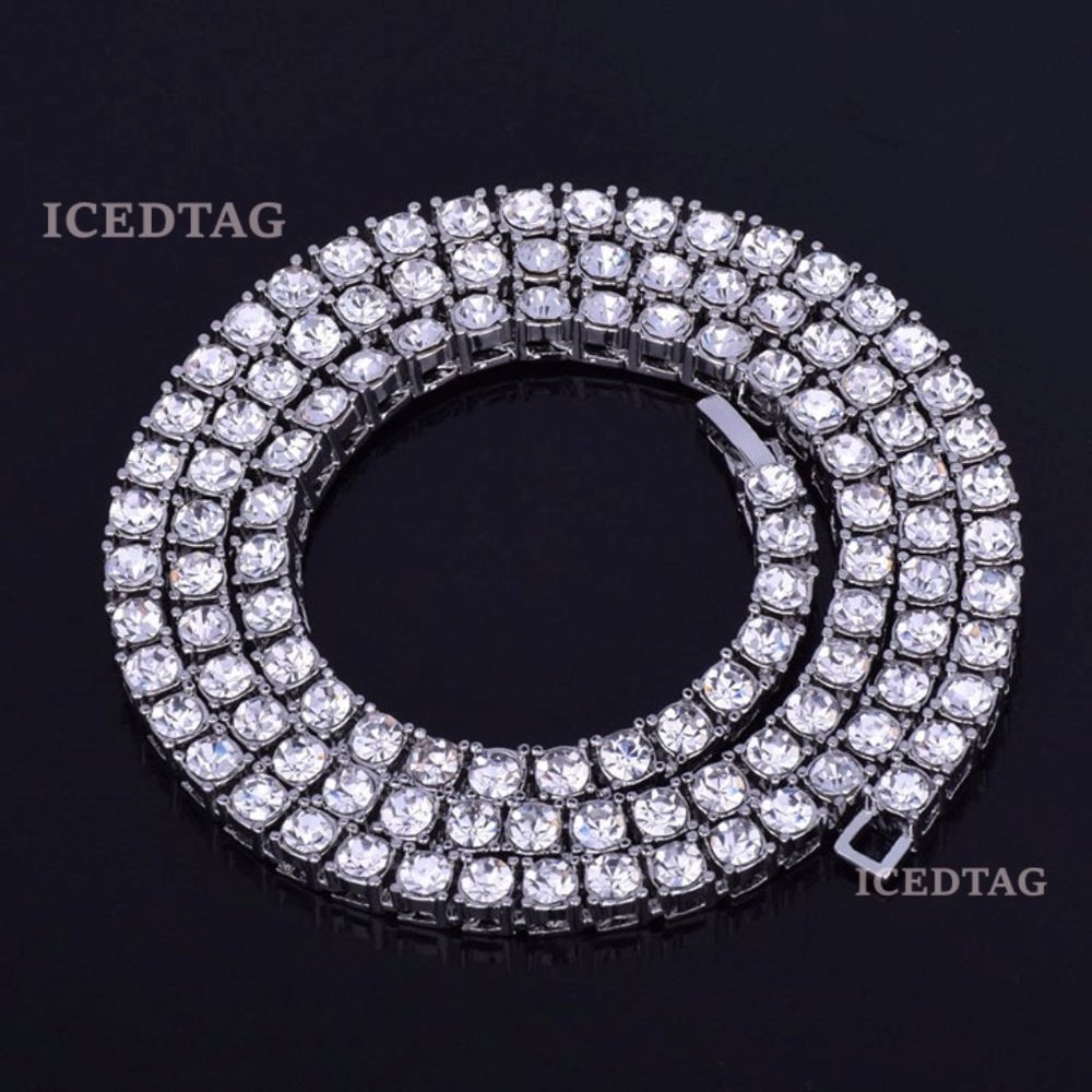 Full Iced Out White Gold PT Tennis Necklace